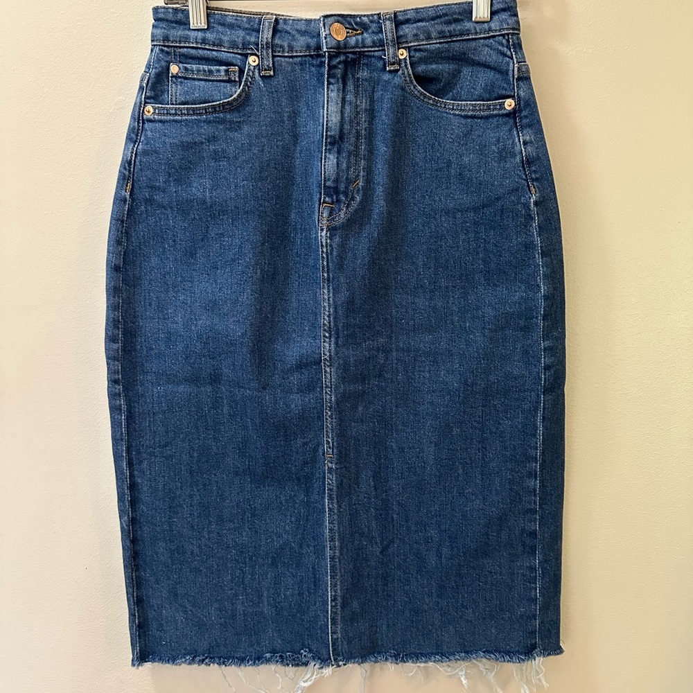 H&M Blue Pencil Skirt Knee-Length Casual